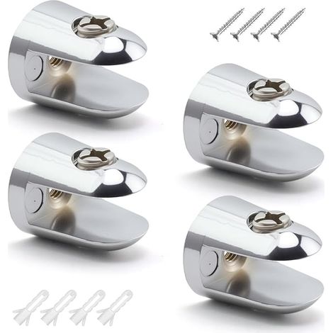 Glass Shelf Brackets, Conical Wall Clamps, Zinc Alloy Glass Fixing Clips, Adjustable Glass Fixing Clips, for 5-10 mm Thick Panels (1/2)