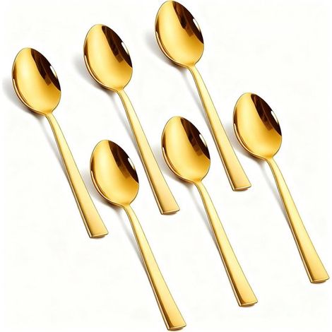 piezas,acero inoxidable,cuchara de café dorada,14 cm,cuchara de espresso,juego de cucharillas para el hogar,apto para lavavajillas (1/4)