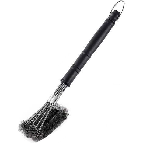 Brosse et grattoir pour gril, brosse de nettoyage pour gril, cordon tressé en acier inoxydable de sécurité de 18 pouces, brosse de nettoyage pour gril à poils 3 en 1 (1/3)