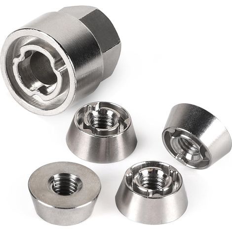 Ecrou Antivol M8, Écrou en Acier Inoxydable - Forme spéciale, Ecrous Antivol de Sécurité pour Tente de Toit, Porte-vélos, Motos, Système Solaire, pour Voiture et Maison, Argent (1/5)