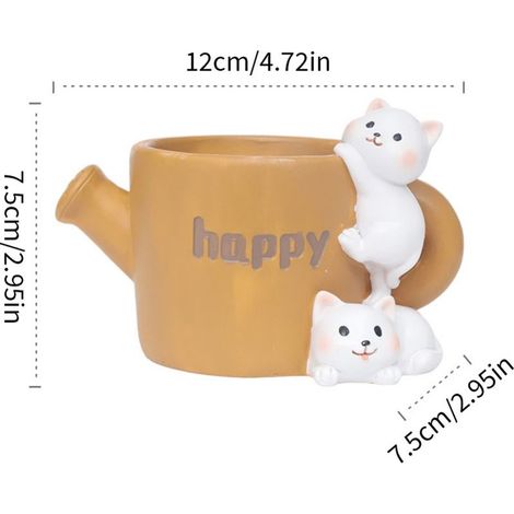 Pot à fleurs en résine en forme de chat, pot décoratif pour plantes et jardin, ornement de bureau et jardin de style cartoon (1/5)