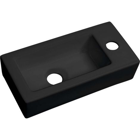 Sapho Small - Lavamanos ZOE 37x18 cm, sin rebosadero, orificio para grifo a la derecha, negro mate AR495B
