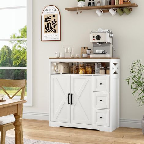 Sideboard mit 3 Schubladen und 2 Türen, weiß, 100x40x105 cm (1/5)