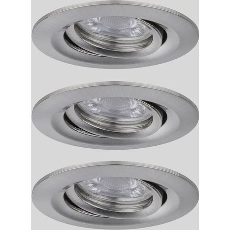 Paulmann 92973 Nova mini Plus lampada da incasso LED Coin EasyDim rotonda orientabile incl. 3 faretti da incasso da 4,2 Watt dimmerabile ferro spazzolato apparecchio da incasso alluminio bianco caldo (1/4)