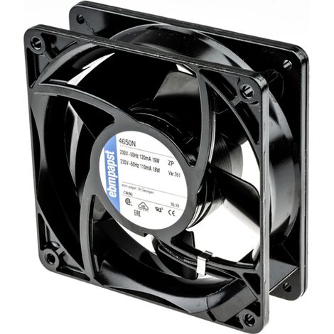 Ventilador Axial ebm-papst 4650 N  119x119x38mm  Hélice Ø 110mm  19W  230V AC  Profesional para Cuadros y HVAC
