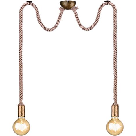 Suspension Trio ROPE doré/beige 2xE27 Ø12 cm réglable (1/5)