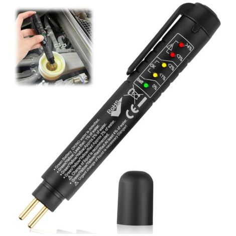 BUNTHAUS Testeur de Liquide de Frein pour Voiture, 5 LED Indicateurs Peut Test DOT3 DOT4 DOT5, Universel Stylo Detecteur Humidité Liquide Automobile Testeur (1/5)