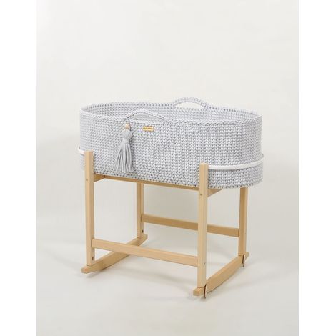 Cesta di Mosè in stile boho fatta a mano con culla - grigio chiaro (1/5)