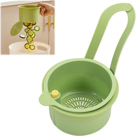 Passoire à panier clipsable pour évier - Amovible et mains libres - Filtre d'évier - Anti-obstruction - Verte (1/5)