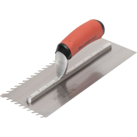Marshalltown LayFlat 10mm Notch Trowel, 11 x 4.5 inches, Durable Durasoft Handle