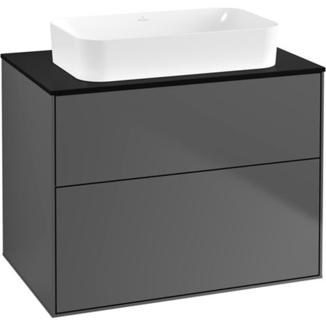 Finion, Mobili lavabo, 800 x 603 x 501 mm, Angolare, senza foro rubinetto, modello sospeso, In legno, Laccato Opaco Antracite (1/5)