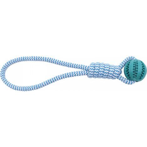 Jouet pour chien, nœud en corde de caoutchouc bleue, 38 cm de long, 6 cm de diamètre, 1 pièce, à mâcher et à mordiller. (1/5)