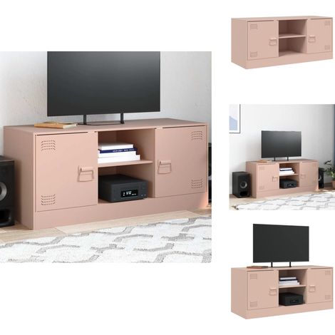 TV-Schrank Rosa 99x39x44 cm Stahl - TV-Schrank - Fernsehtisch - Regal - Stahlregal - Rosa Möbel (1/5)