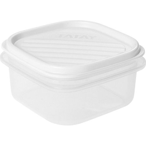 Tatay Contenitore per Alimenti, Ermetico, Capacità 0,3L, Coperchio a scatto flessibile, senza BPA, Adatto al microonde e alla lavastoviglie, Bianco. Dimensione: 10 x 10 x 5,5 cm