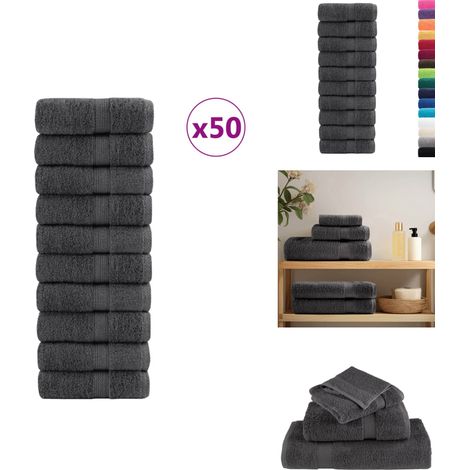 Serviettes d'invité de qualité supérieure SOLUND 50pcs 600 g/m² - Serviettes D'invites - Serviettes De Bain - Serviettes De Toilette - Serviettes En Coton - Serviettes Absorbantes (1/5)