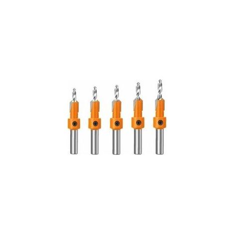 Set mit 5 HSS-Senkbohrern mit 8-mm-Schaft und Anschlagringen für die Holzbearbeitung (1/5)
