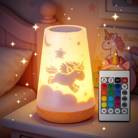 Veilleuse Licorne Magique Fille, LED 16 Couleurs Tactile Télécommande (1/5)