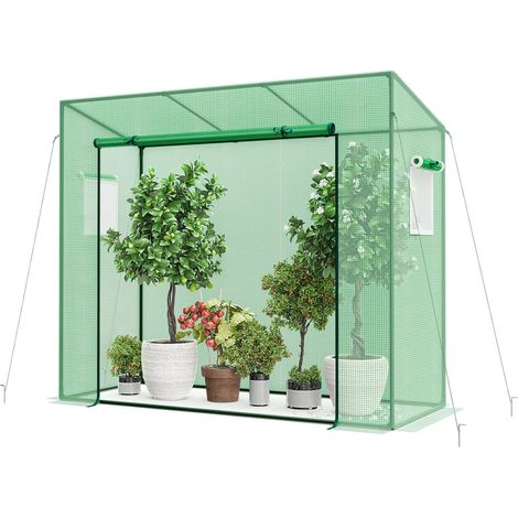 COSTWAY Invernadero Exterior, Mini Invernadero Portátil para Jardín con Cubierta de PE, Marco de Metal, Puerta Enrollable con Cremallera, Ventanas con Pantalla de Doble Capa, 200 X 77 X 169 cm (1/5)