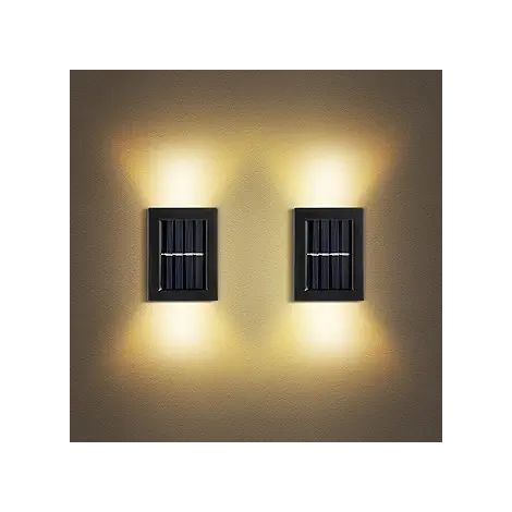 [Lot de 2] Veilleuse solaire extérieure pour jardin, applique murale, lumière blanc chaud (1/3)