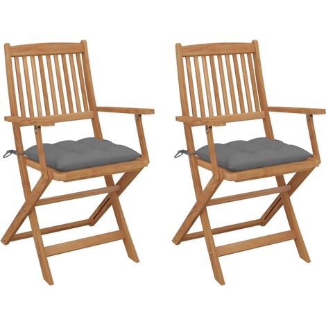 Klappbare Gartenstühle 2 Stk. mit Kissen Massivholz Akazie