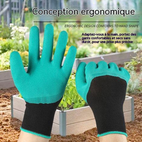 Gants jardin caoutchouc/maille – Multi tailles – Étanche respirant anti-perforation – Jardinage extérieur (1/2)