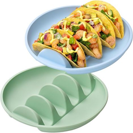 Juego de 2 platos de silicona para tortillas, Reutilizables, Soporte de silicona para tortillas, Platos para servir tortillas, Azul, verde (1/5)