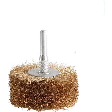 Brosse métallique rotative 3,75 mm – Acier rapide revêtu de laiton – Pour nettoyage et ébavurage des surfaces métalliques – Compatible perceuses (1/5)