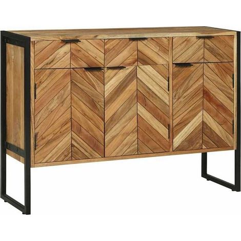 Buffet de Cuisine en Bois d'Acacia Massif 100x30x75 cm, Meuble Rangement Moderne avec Étagères et Tiroirs pour Salle à Manger et Salon (1/5)