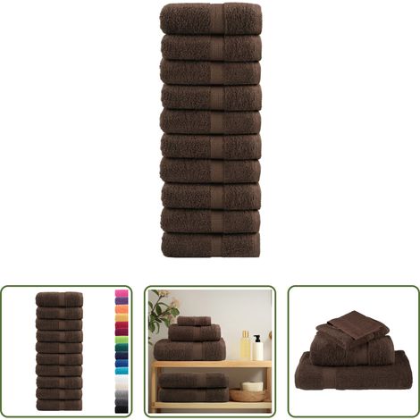 vidaXL Baumwolltuch -  Premium Gästetücher SOLUND 10 Stk. Braun 30x50 cm 600 g/m² (1/5)