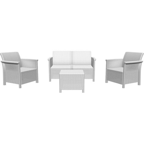 Salotto da Giardino Esterno Set in Rattan 4 Posti 1 Divano 2 Poltrone 1 Tavolino Arredo Salottino per Bar (1/5)