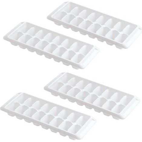 Bacs à glaçons blancs à démoulage facile, 16 compartiments (4 bacs - 64 glaçons) (1/4)