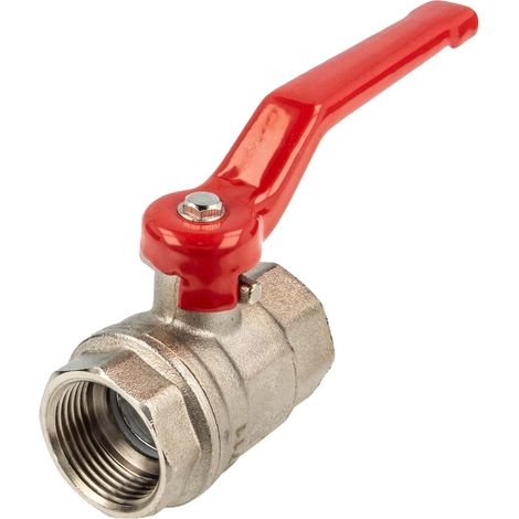 tecuro Kugelhahn, beidseitig Innengewinde Rp 1 1/4 Zoll (DN 32) Stahlhebel lang, Messing vernickelt