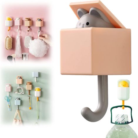 Crochet adhésif créatif pour vêtements, porte-clés chat mignon, chat pop-up (1/5)