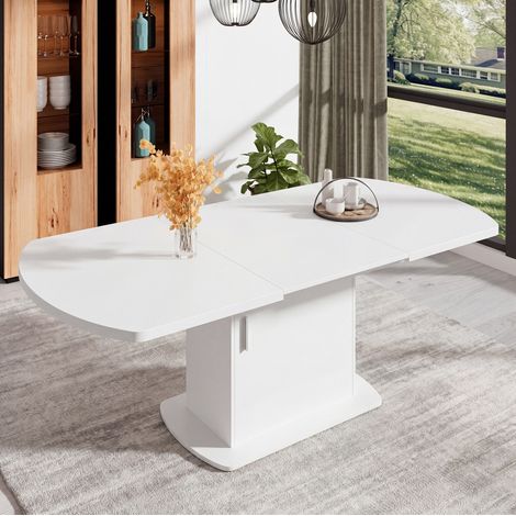 MODFU – Tavolo allungabile 140/200x80x75 cm in truciolato con vano contenitore sotto il piano, maniglie e carico 60 kg – Bianco (1/5)