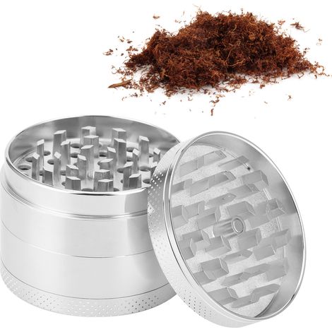 Broyeur à herbes compact en alliage de zinc, dents en forme de losange, outil de broyage pour épices (argenté) (1/5)