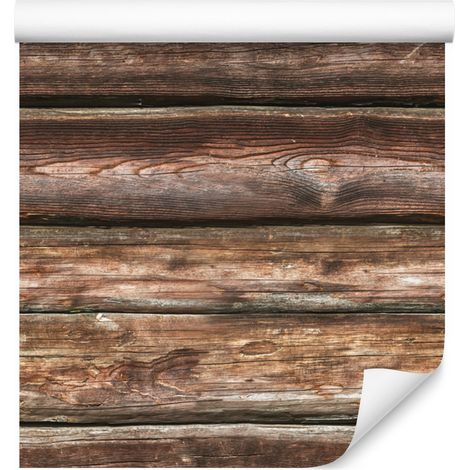 Papel pintado realista con tablones de madera horizontales de 50x1000 cm. (1/5)