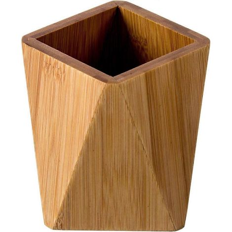 Pot à crayons en bambou pour bureau, support géométrique en bois pour enfants (1/4)