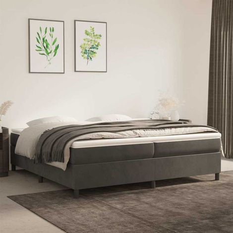 Estructura Estructura de cama con somier terciopelo gris oscuro 200x200 cm (1/5)