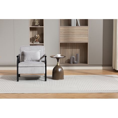 Fauteuil d'appoint en bois naturel avec coussin lombaire et rangement, pour salon et chambre (1/5)