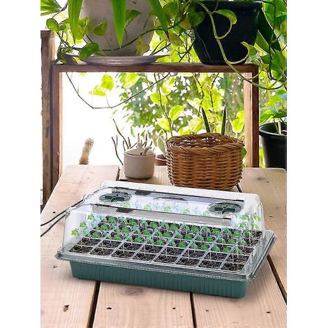 Kit de plateaux de germination avec lampes de croissance - 80 alvéoles pour la culture des plantes de jardin et la germination des graines - A-green (1/4)