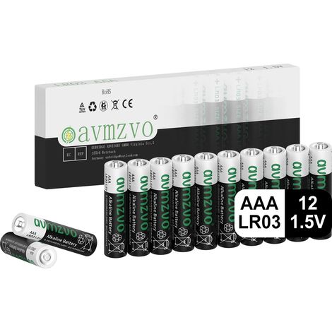 Piles AAA Lot de 12, Pile LR03 1,5 V, Longue durée, alcalines, puissantes, Peuvent être utilisées pour Les Jouets, Les réveils et Autres appareils électroniques (1/5)