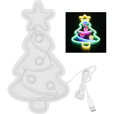 murale lumineuse néon sapin de Noël alimentée par USB LED (1/5)