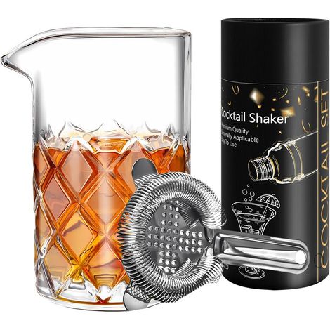 Verre à cocktail en cristal de 600 ml avec agitateur en acier inoxydable (1/5)
