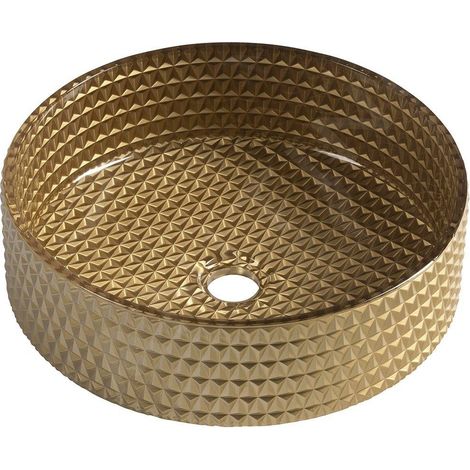 Sapho Beauty - Vasque à poser, diamètre 395 mm, sans trop-plein, or/verre TY214Z (1/5)