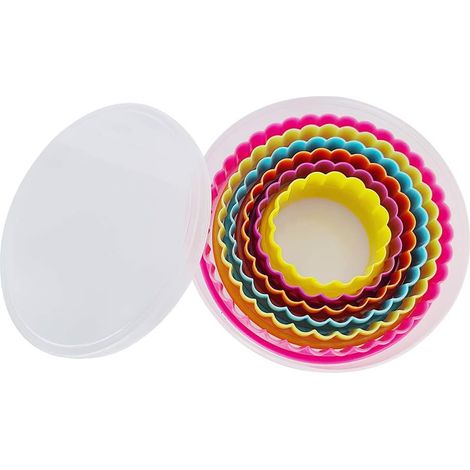 Lot 6 Emporte-Pièces Ronds Plastique Colorés, sandwich/fondant/pâte à fruits biscuits enfants