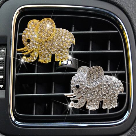 Lot de 2 clips de fixation pour grille d'aération de voiture (motif éléphant), clips de fixation pour grille d'aération de voiture, clips de fixation pour grille d'aération de voiture avec Rhi (1/5)