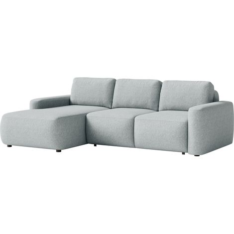 Selsey Carnos Mini – Ecksofa mit Schlaffunktion, Ottomane links, Chenille pflegeleicht, Grau (1/5)