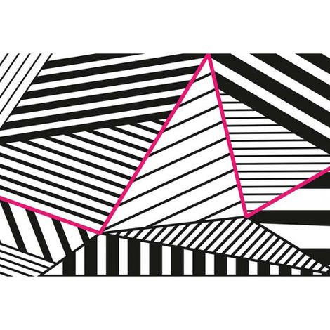Papier peint panoramique moderne à rayures Tapisserie panoramique motif géométrique Papiers peints panoramique blanc & noir design pour salon (1/3)
