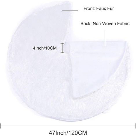 Jupe de Sapin Noel 48Inch Peluche Neige Tapis de Sapin Blanc Couvre Pied White Christmas Tree Skirt (122cm) (1/5)