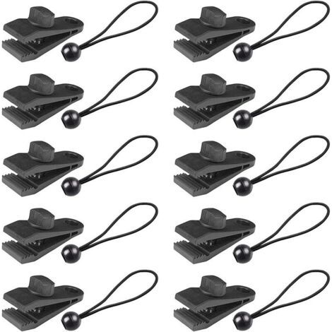20 Sets Zeltplane-Clips, robuste Verriegelungsclips, Zeltclips mit elastischer Kugel, Plane, Markise, Vordach, Outdoor-Camping (1/4)